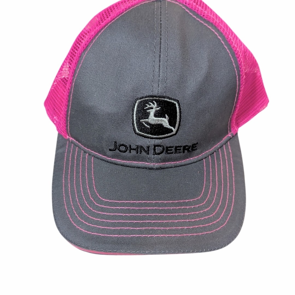 John Deere Gray & Hot Pink Mesh Back Trucker Hat